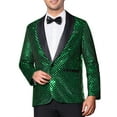 thumbnail image 1 of INSPIRE CHIC Men's Blazers Sequin Shiny Metallic Argyle Plaid Suit Jackets  M Green, 1 of 4