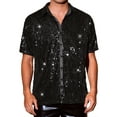 thumbnail image 1 of Lars Amadeus Sequin Dress Shirt for Men's Short Sleeve Button Down 70s Disco Costume Party Shirts 2XL Dark Black, 1 of 4