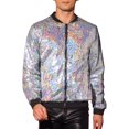 thumbnail image 1 of INSPIRE CHIC Sequin Jacket for Men's Zip Up Long Sleeves Party Disco Sparkly Bomber Jacket M Silver, 1 of 6
