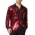 thumbnail image 1 of INSPIRE CHIC Sequin Shirt for Men's Button Down Long Sleeves Disco Metallic Shiny Shirts, 1 of 5