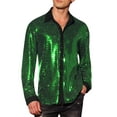 thumbnail image 1 of INSPIRE CHIC Men's Shirts Sequin Long Sleeve Button Down Sparkle Metallic Dress Shirts L Green, 1 of 5