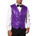 thumbnail image 1 of INSPIRE CHIC Sequin Suit Vest for Men's V-Neck Sleeveless Disco Sparkly Waistcoat S Purple, 1 of 5