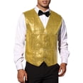 thumbnail image 1 of INSPIRE CHIC Sequin Suit Vest for Men's V-Neck Sleeveless Disco Sparkly Waistcoat S Yellow, 1 of 5