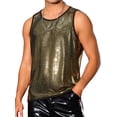 thumbnail image 1 of INSPIRE CHIC Men's Tops Sequin Crew Neck Sleeveless Metallic Tank Top 2XL Light Golden, 1 of 5