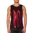 thumbnail image 1 of INSPIRE CHIC Men's Tops Sequin Crew Neck Sleeveless Metallic Tank Top 2XL Red, 1 of 6