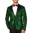 thumbnail image 1 of INSPIRE CHIC Sequin Tuxedo for Men's Argyle Pattern Peak Lapel Prom Shiny Blazer M Green, 1 of 6