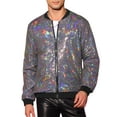 thumbnail image 1 of INSPIRE CHIC Sequin Varsity Jacket for Men's Zip Up Long Sleeves Party Sparkle Jacket, 1 of 4