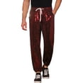 thumbnail image 1 of INSPIRE CHIC Sequins Drawstring Pants for Men's Elastic Waist Nightwear Club Shiny Jogger 30 Red, 1 of 5