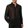 thumbnail image 1 of INSPIRE CHIC Sheer Shirts for Men's See Through Button Down Long Sleeve Party Shirt L Black, 1 of 5