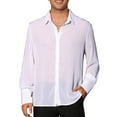 thumbnail image 1 of INSPIRE CHIC Men's Shirts Sheer Button Down Long Sleeve Party Shirt S White, 1 of 5