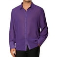 thumbnail image 1 of INSPIRE CHIC Men's Shirts Sheer Button Down Long Sleeve Party Shirt XL Purple, 1 of 5