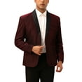 thumbnail image 1 of INSPIRE CHIC Shiny Blazers for Men's Shawl Lapel Wedding Prom Sport Coats Burgundy S, 1 of 4
