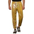 thumbnail image 1 of INSPIRE CHIC Shiny Drawstring Jogger for Men's Metallic Sweat Pants Party Sparkle Pants 30 Golden, 1 of 6