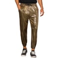 thumbnail image 1 of INSPIRE CHIC Shiny Pants for Men's Drawstring Waist Sparkly Costume Metallic Joggers Golden 30, 1 of 5