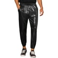 thumbnail image 1 of Lars Amadeus Shiny Pants for Men's Drawstring Waist Sparkly Costume Metallic Joggers, 1 of 5
