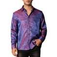 thumbnail image 1 of INSPIRE CHIC Shiny Satin Shirts for Men's Button Down Wedding Party Luxury Printed Shirt, 1 of 5