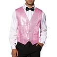 thumbnail image 1 of INSPIRE CHIC Shiny Sequin Vest for Men's V-Neck Party Sleeveless Suit Waistcoat S Pink, 1 of 5