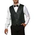 thumbnail image 1 of INSPIRE CHIC Shiny Sequin Vest for Men's V-Neck Party Sleeveless Suit Waistcoat M Black, 1 of 5