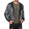 thumbnail image 1 of Argyle Sequins Jackets for Men's Long Sleeves Metallic Shiny Hooded Disco Jacket 2XL Silver, 1 of 5