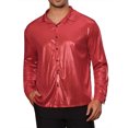 thumbnail image 1 of INSPIRE CHIC 70s Disco Shirts for Men's Long Sleeves Button Down Party Costume Metallic Shirt 3XL Red, 1 of 6