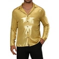 thumbnail image 1 of INSPIRE CHIC 70s Disco Shirts for Men's Long Sleeves Button Down Party Costume Metallic Shirt 2XL Golden, 1 of 6