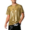 thumbnail image 1 of INSPIRE CHIC Shiny T-Shirt for Men's Crew Neck Short Sleeves Party Disco Metallic Tee Tops, 1 of 5