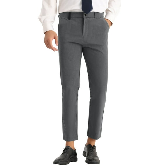 Lars Amadeus Skinny Trouser for Men's Solid Color Flat Front Formal Dress Pants
