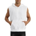 thumbnail image 1 of INSPIRE CHIC Men's Vests Sleeveless Hoodie Drawstring Zipper Closure Casual Vest  M White, 1 of 6