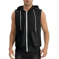 thumbnail image 1 of INSPIRE CHIC Men's Vests Sleeveless Hoodie Drawstring Zipper Closure Casual Vest  L Black, 1 of 6
