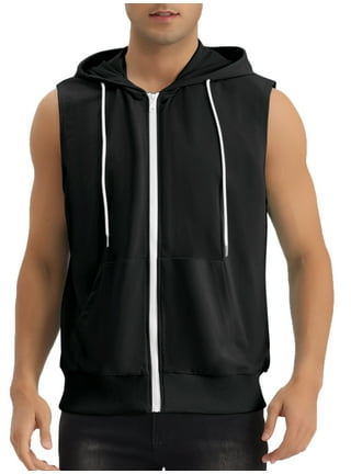 New Men's Sleeveless Hoodie Zip Up Hooded Sweatshirt Top Gilet Fleece Jacket