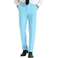 thumbnail image 1 of INSPIRE CHIC Solid Dress Pants for Men's Business Button Closure Flat Front Formal Trousers Light Blue 34, 1 of 5