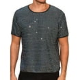 thumbnail image 1 of INSPIRE CHIC Sparkling T-Shirt for Men's Round Neck Short Sleeve Party Clubwear Glitter Top S Silver, 1 of 6