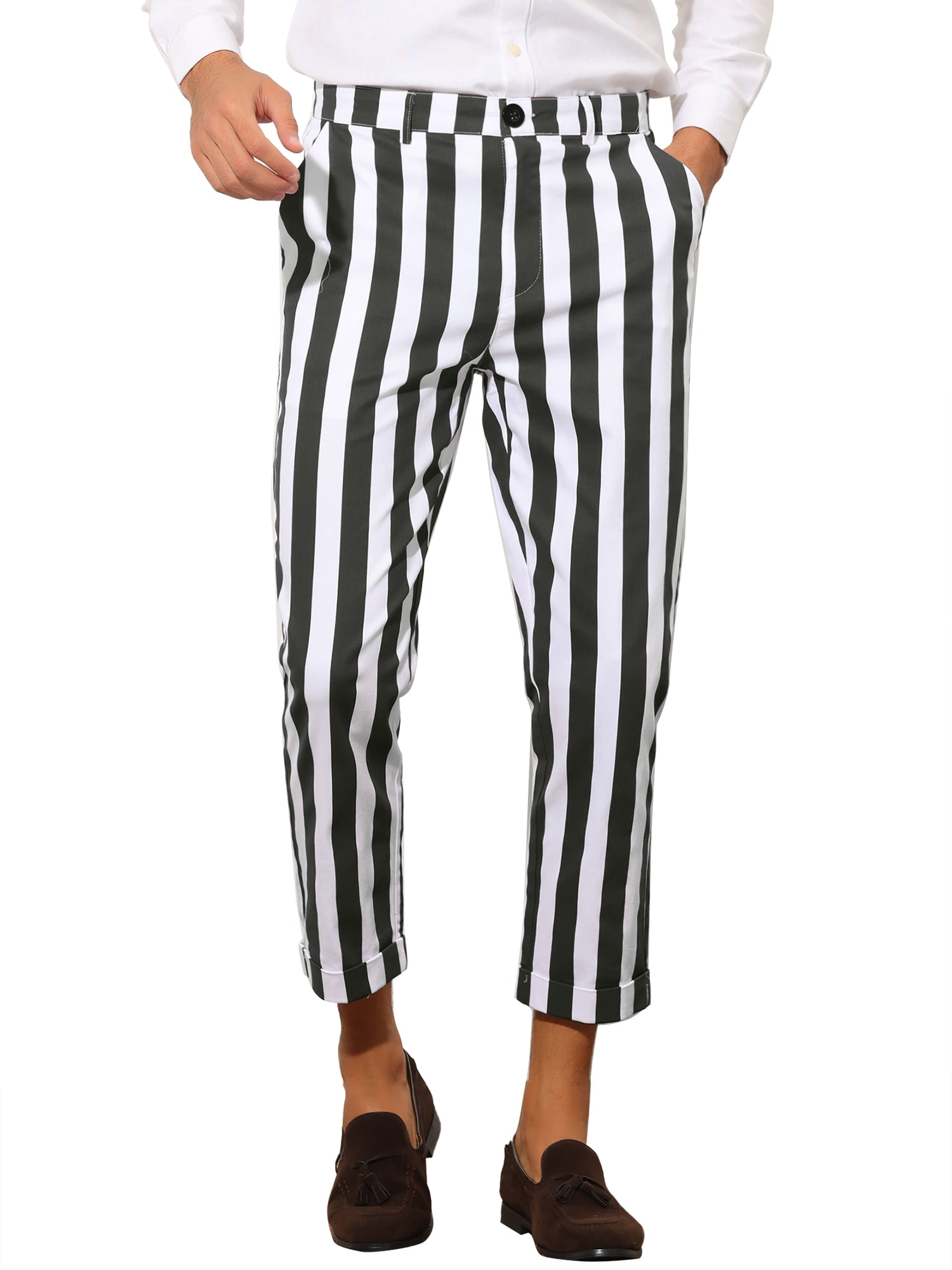 Lars Amadeus Stripe Business Pants for Men's Slim Fit Tapered Dress