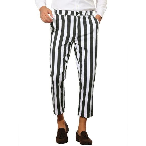 INSPIRE CHIC Stripe Business Pants for Men's Slim Fit Tapered Dress Pants
