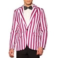 thumbnail image 1 of INSPIRE CHIC Men's Blazers Striped Pattern One Button Notach Lapel Collar Coat M Red White, 1 of 6
