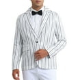 thumbnail image 1 of INSPIRE CHIC Striped Blazers for Men's One Button Slim Fit Business Stripe Sports Coats 2XL White, 1 of 6