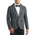 thumbnail image 1 of INSPIRE CHIC Striped Blazers for Men's One Button Slim Fit Business Stripe Sports Coats L Black, 1 of 6