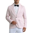 thumbnail image 1 of INSPIRE CHIC Striped Blazers for Men's One Button Slim Fit Business Stripe Sports Coats XL Pink, 1 of 6