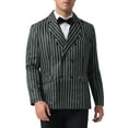 thumbnail image 1 of INSPIRE CHIC Striped Blazers for Men's Peak Lapel Sports Coat Double Breasted Business Stripes Suit Jacket L Dark White, 1 of 6