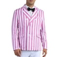 thumbnail image 1 of INSPIRE CHIC Striped Blazers for Men's Peak Lapel Sports Coat Double Breasted Business Stripes Suit Jacket XL Pink White, 1 of 6