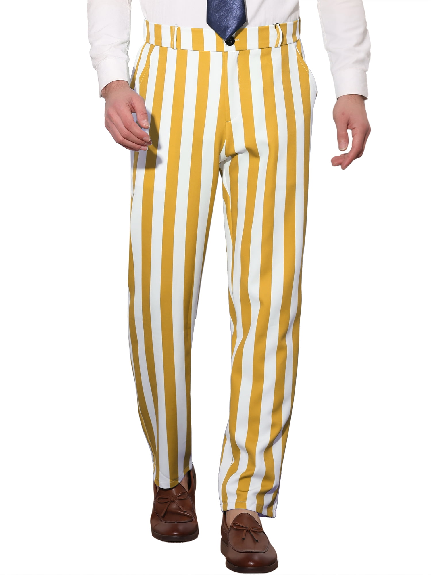 Lars Amadeus Striped Dress Pants for Men's Big & Tall Flat Front ...