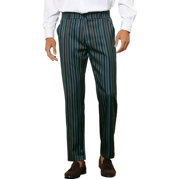 INSPIRE CHIC Striped Dress Pants for Men's Contrast Color Business Trousers