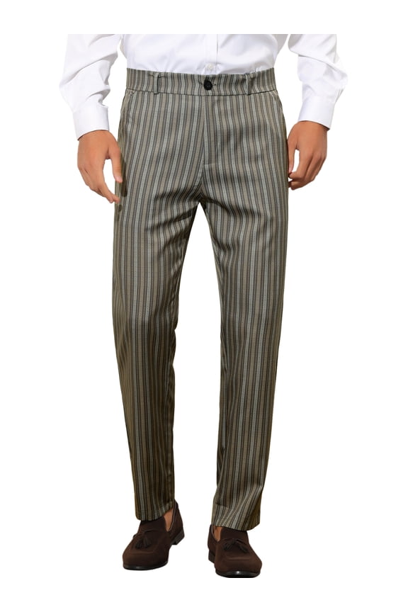 Striped Dress Pants for Men's Contrast Color Business Trousers