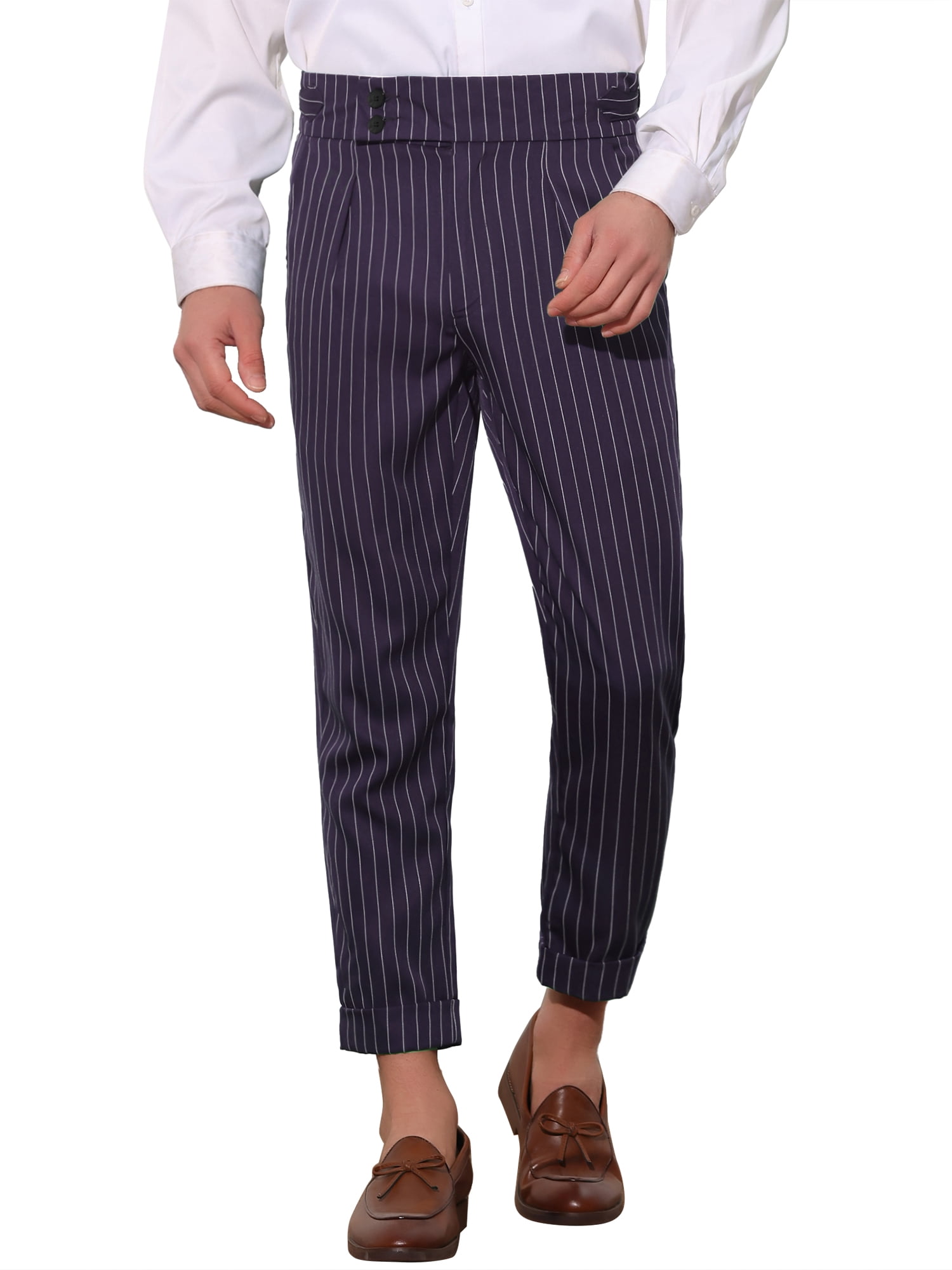 Mens Pleated Dress Pants Black Stripe Somerset Pleated Trouser Unhemmed Unfinished Bottom main image 1