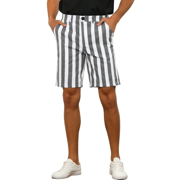 INSPIRE CHIC Striped Dress Shorts for Men's Summer Regular Fit Flat Front Chino Shorts 28 Gray
