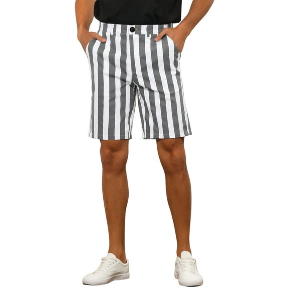 INSPIRE CHIC Striped Dress Shorts for Men's Summer Regular Fit Flat Front Chino Shorts 30 Gray