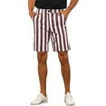 thumbnail image 1 of INSPIRE CHIC Striped Dress Shorts for Men's Summer Regular Fit Flat Front Chino Shorts 34 Burgundy, 1 of 6