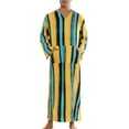 thumbnail image 1 of INSPIRE CHIC Striped Nightshirts for Men's V Neck Long Sleeves Pajamas Nightwear M Yellow Blue, 1 of 4