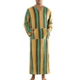 thumbnail image 1 of INSPIRE CHIC Striped Nightshirts for Men's V Neck Long Sleeves Pajamas Nightwear M Orange Green, 1 of 4