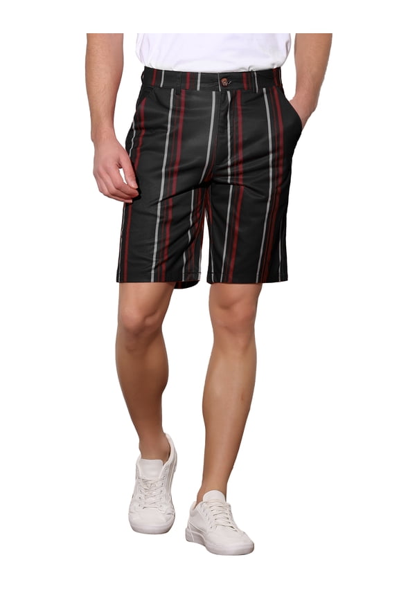 Striped Shorts for Men's Regular Fit Summer Chino Shorts Pants 32 Dark Black